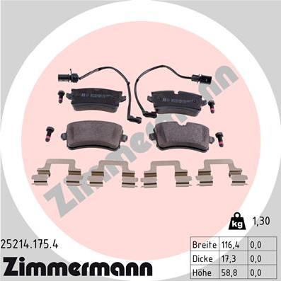 Zimmermann 25214.175.4 - Kit de plaquettes de frein, frein à disque cwaw.fr