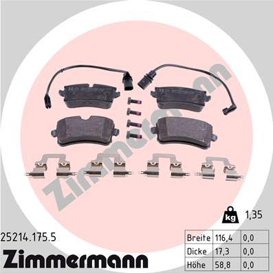 Zimmermann 25214.175.5 - Kit de plaquettes de frein, frein à disque cwaw.fr