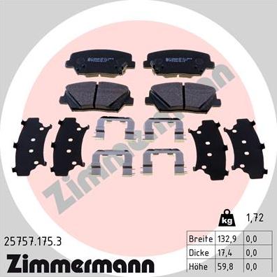 Zimmermann 25757.175.3 - Kit de plaquettes de frein, frein à disque cwaw.fr