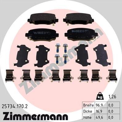 Zimmermann 25734.170.2 - Kit de plaquettes de frein, frein à disque cwaw.fr