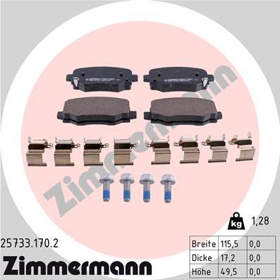 Zimmermann 25733.170.2 - Kit de plaquettes de frein, frein à disque cwaw.fr