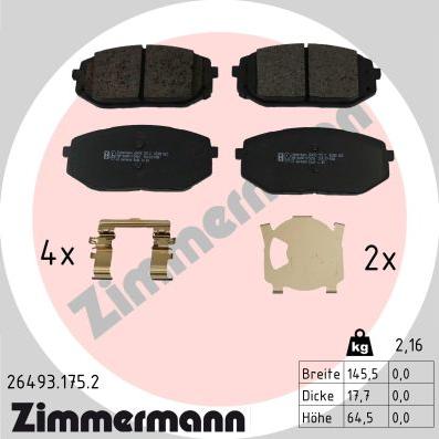 Zimmermann 26493.175.2 - Kit de plaquettes de frein, frein à disque cwaw.fr