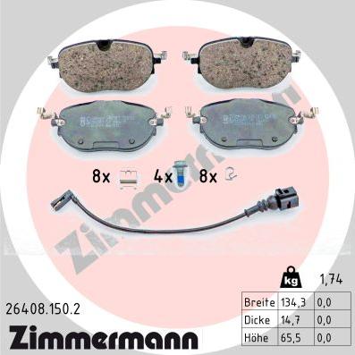 Zimmermann 26408.150.2 - Kit de plaquettes de frein, frein à disque cwaw.fr