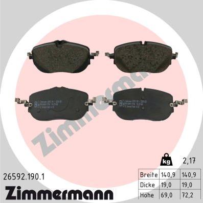 Zimmermann 26592.190.1 - Kit de plaquettes de frein, frein à disque cwaw.fr