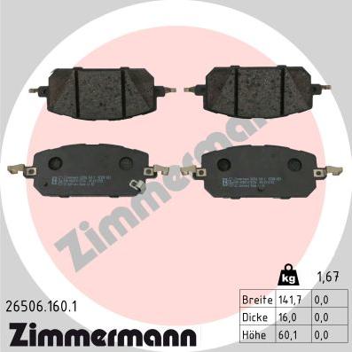 Zimmermann 26506.160.1 - Kit de plaquettes de frein, frein à disque cwaw.fr