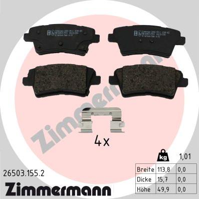 Zimmermann 26503.155.2 - Kit de plaquettes de frein, frein à disque cwaw.fr