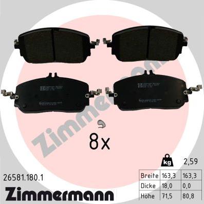 Zimmermann 26581.180.1 - Kit de plaquettes de frein, frein à disque cwaw.fr