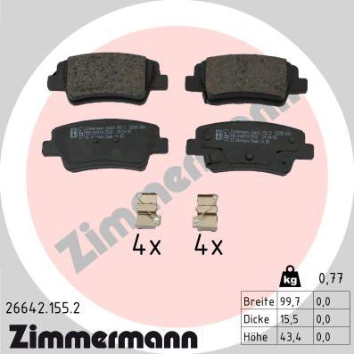 Zimmermann 26642.155.2 - Kit de plaquettes de frein, frein à disque cwaw.fr