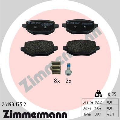 Zimmermann 26198.175.2 - Kit de plaquettes de frein, frein à disque cwaw.fr