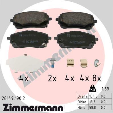 Zimmermann 26149.190.2 - Kit de plaquettes de frein, frein à disque cwaw.fr