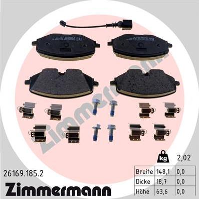 Zimmermann 26169.185.2 - Kit de plaquettes de frein, frein à disque cwaw.fr