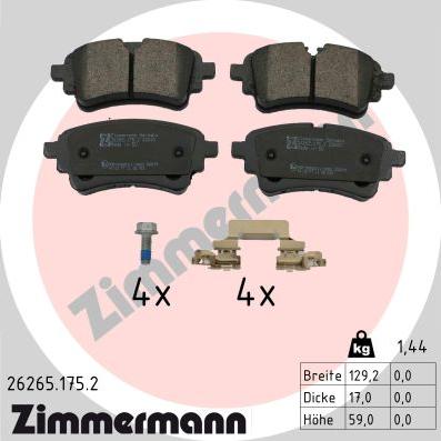 Zimmermann 26265.175.2 - Kit de plaquettes de frein, frein à disque cwaw.fr