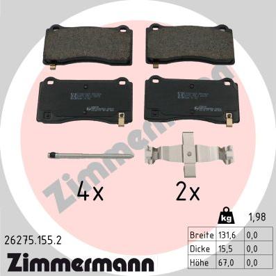 Zimmermann 26275.155.2 - Kit de plaquettes de frein, frein à disque cwaw.fr