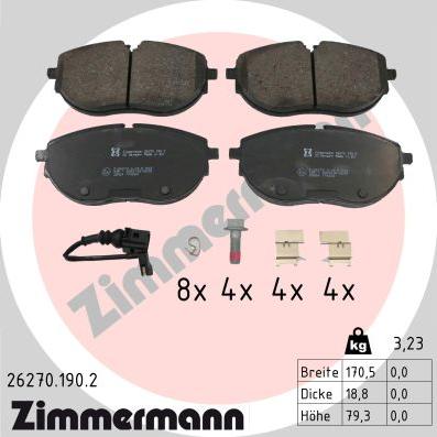 Zimmermann 26270.190.2 - Kit de plaquettes de frein, frein à disque cwaw.fr