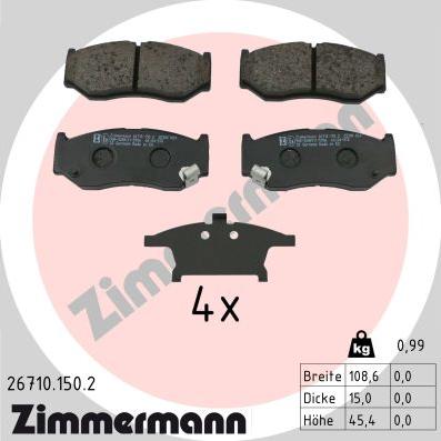 Zimmermann 26710.150.2 - Kit de plaquettes de frein, frein à disque cwaw.fr