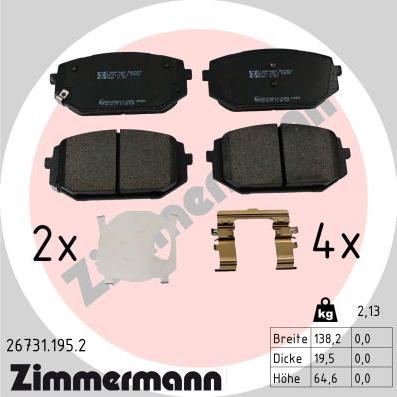 Zimmermann 26731.195.2 - Kit de plaquettes de frein, frein à disque cwaw.fr