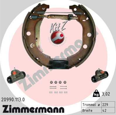 Zimmermann 20990.113.0 - Jeu de mâchoires de frein cwaw.fr