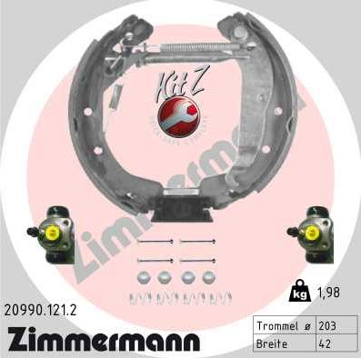 Zimmermann 20990.121.2 - Jeu de mâchoires de frein cwaw.fr