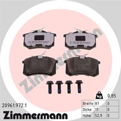 Zimmermann 20961.972.1 - Kit de plaquettes de frein, frein à disque cwaw.fr