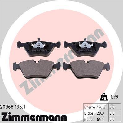 Zimmermann 20968.195.1 - Kit de plaquettes de frein, frein à disque cwaw.fr