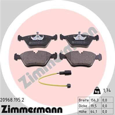 Zimmermann 20968.195.2 - Kit de plaquettes de frein, frein à disque cwaw.fr