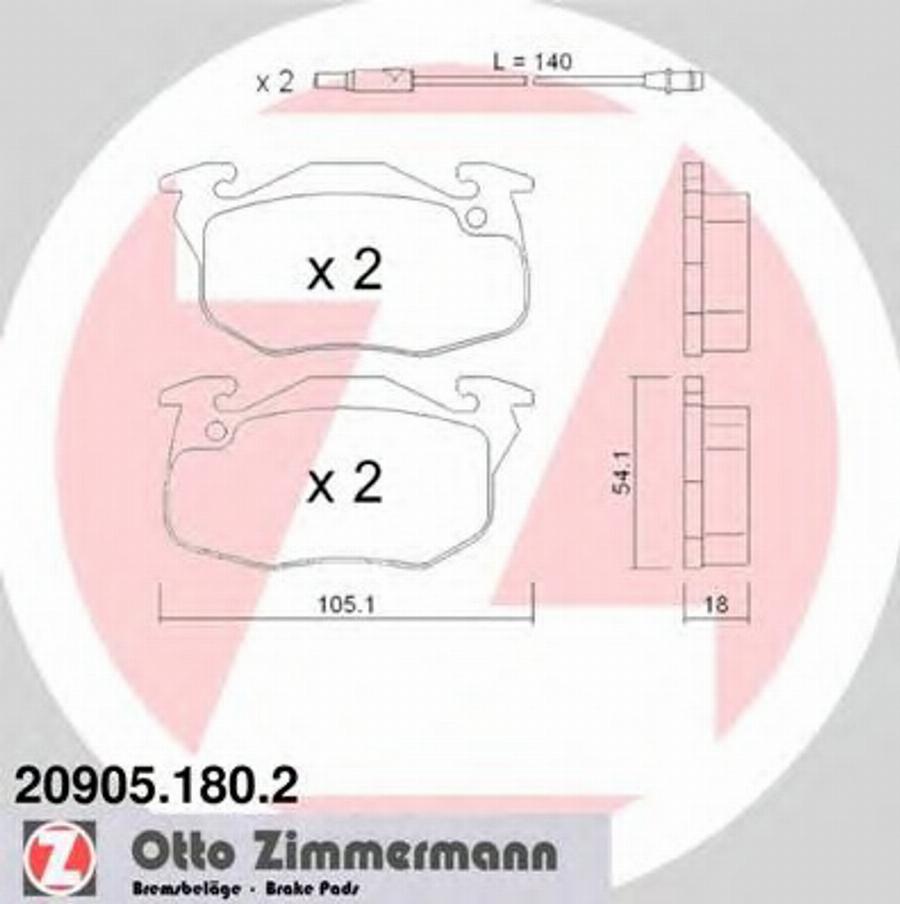 Zimmermann 20905.180.2 - Kit de plaquettes de frein, frein à disque cwaw.fr