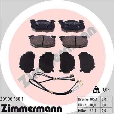 Zimmermann 20906.180.1 - Kit de plaquettes de frein, frein à disque cwaw.fr