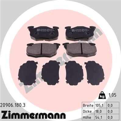 Zimmermann 20906.180.3 - Kit de plaquettes de frein, frein à disque cwaw.fr