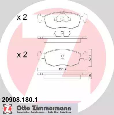 Zimmermann 20908.180.1 - Kit de plaquettes de frein, frein à disque cwaw.fr