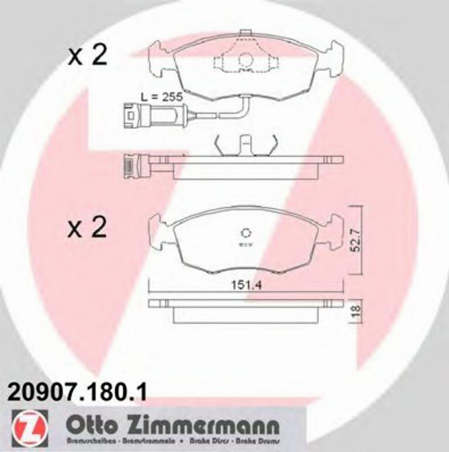 Zimmermann 209071801 - Kit de plaquettes de frein, frein à disque cwaw.fr