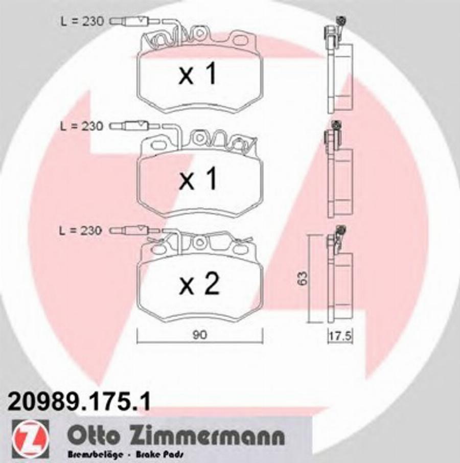 Zimmermann 209891751 - Kit de plaquettes de frein, frein à disque cwaw.fr