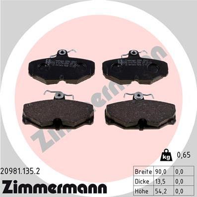 Zimmermann 20981.135.2 - Kit de plaquettes de frein, frein à disque cwaw.fr