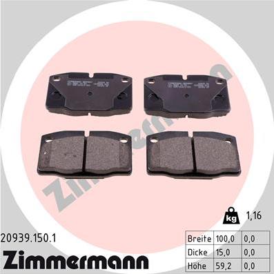 Zimmermann 20939.150.1 - Kit de plaquettes de frein, frein à disque cwaw.fr