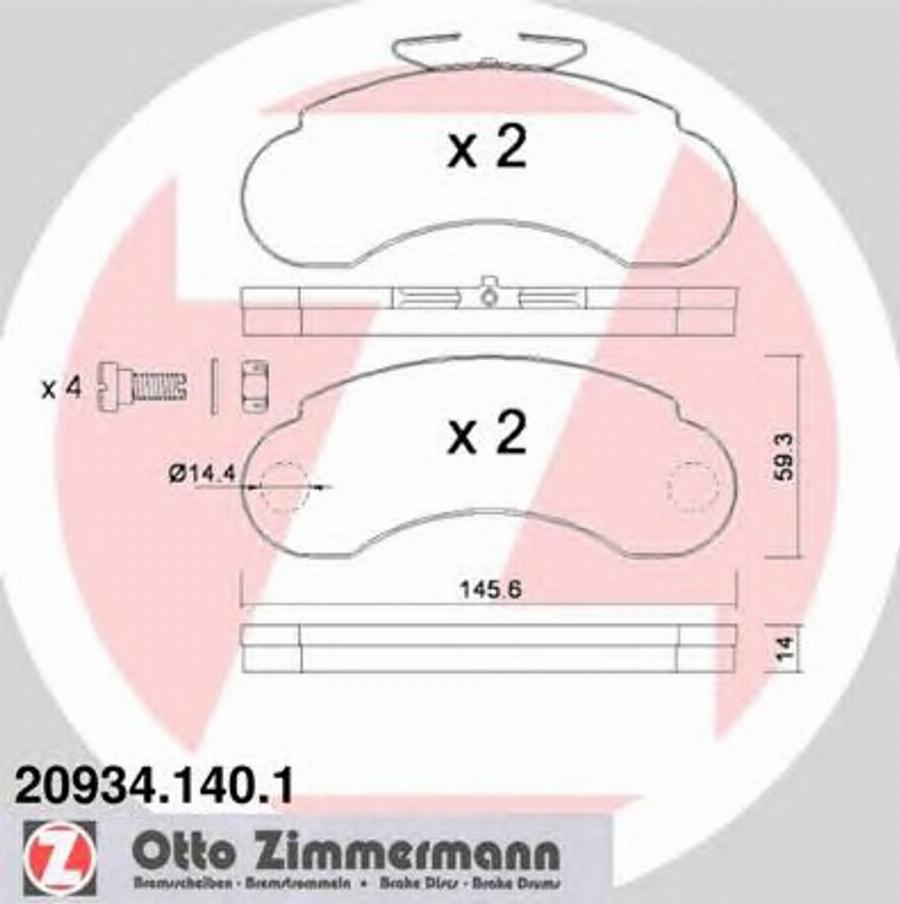 Zimmermann 209341401 - Kit de plaquettes de frein, frein à disque cwaw.fr