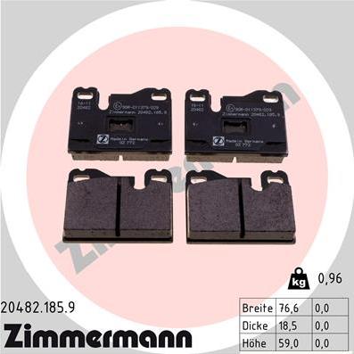 Zimmermann 20482.185.9 - Kit de plaquettes de frein, frein à disque cwaw.fr