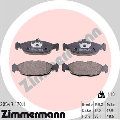 Zimmermann 20547.170.1 - Kit de plaquettes de frein, frein à disque cwaw.fr