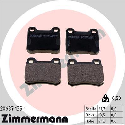 Zimmermann 20687.135.1 - Kit de plaquettes de frein, frein à disque cwaw.fr