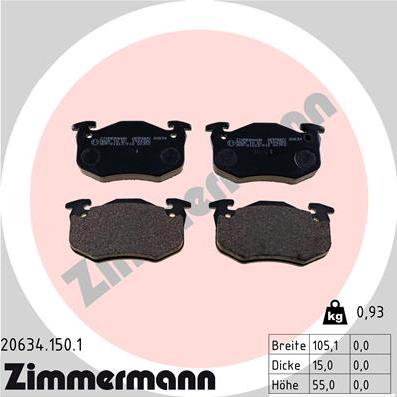 Zimmermann 20634.150.1 - Kit de plaquettes de frein, frein à disque cwaw.fr