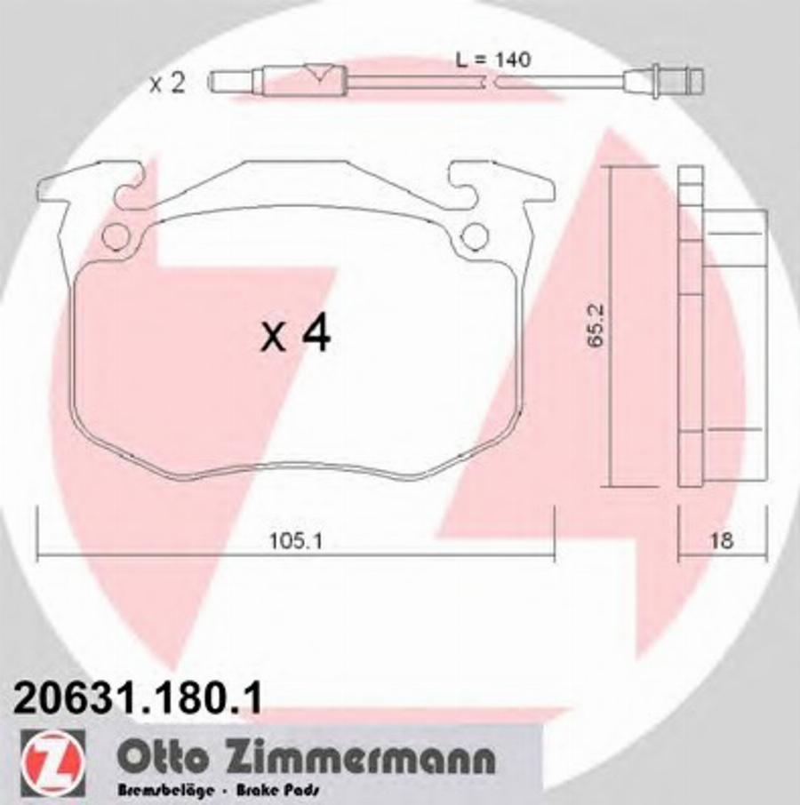 Zimmermann 206311801 - Kit de plaquettes de frein, frein à disque cwaw.fr