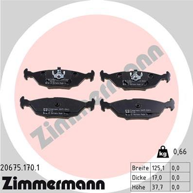 Zimmermann 20675.170.1 - Kit de plaquettes de frein, frein à disque cwaw.fr