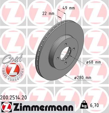 Zimmermann 200.2514.20 - Disque de frein cwaw.fr