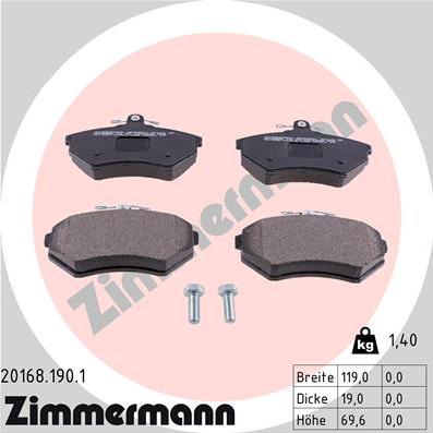 Zimmermann 20168.190.1 - Kit de plaquettes de frein, frein à disque cwaw.fr