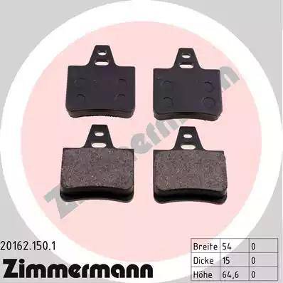 Zimmermann 20162.150.1 - Kit de plaquettes de frein, frein à disque cwaw.fr