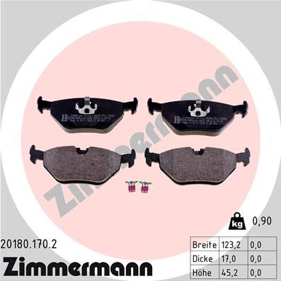 Zimmermann 20180.170.2 - Kit de plaquettes de frein, frein à disque cwaw.fr