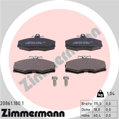 Zimmermann 20861.180.1 - Kit de plaquettes de frein, frein à disque cwaw.fr