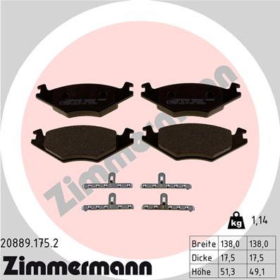 Zimmermann 20889.175.2 - Kit de plaquettes de frein, frein à disque cwaw.fr