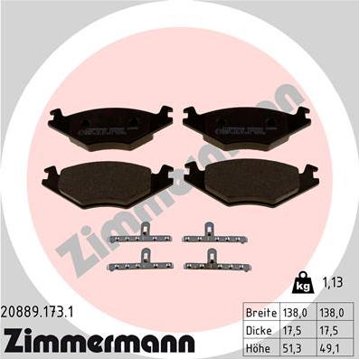 Zimmermann 20889.173.1 - Kit de plaquettes de frein, frein à disque cwaw.fr