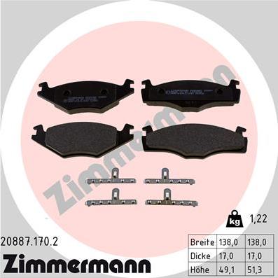 Zimmermann 20887.170.2 - Kit de plaquettes de frein, frein à disque cwaw.fr