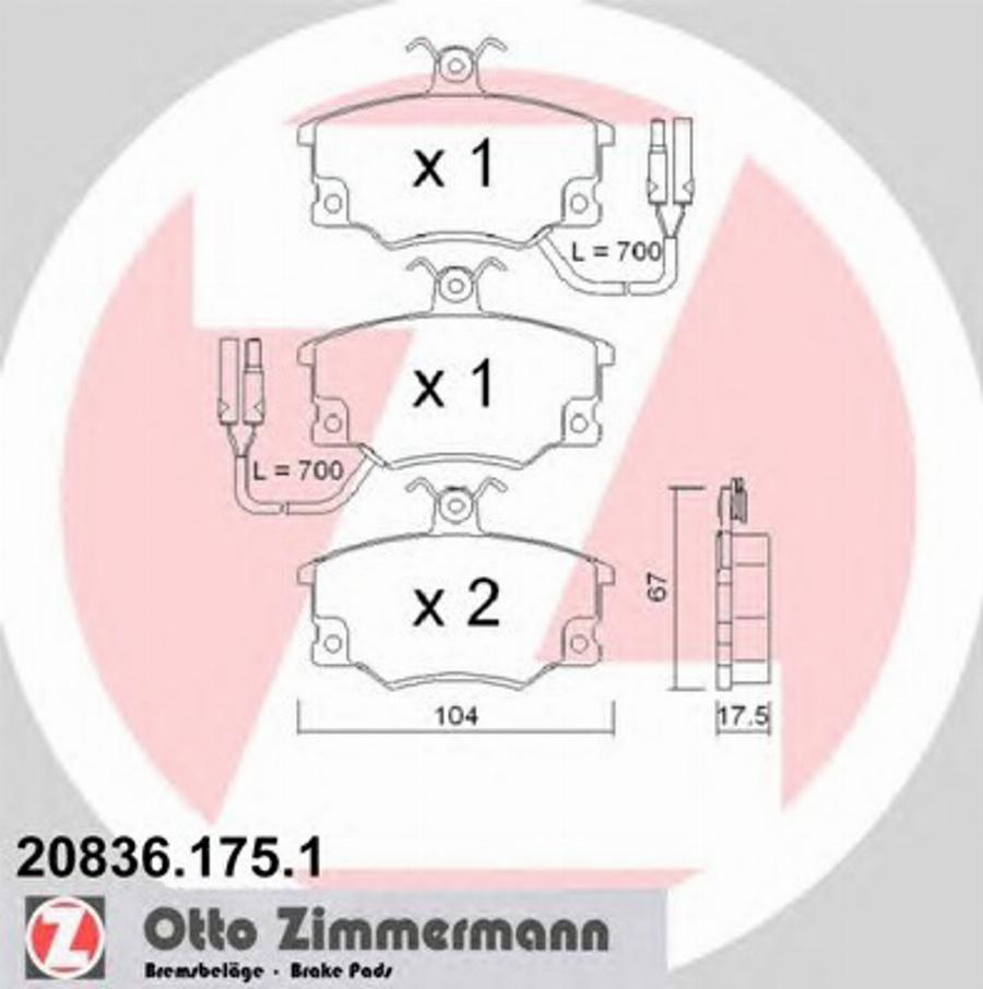 Zimmermann 208361751 - Kit de plaquettes de frein, frein à disque cwaw.fr