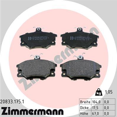 Zimmermann 20833.175.1 - Kit de plaquettes de frein, frein à disque cwaw.fr